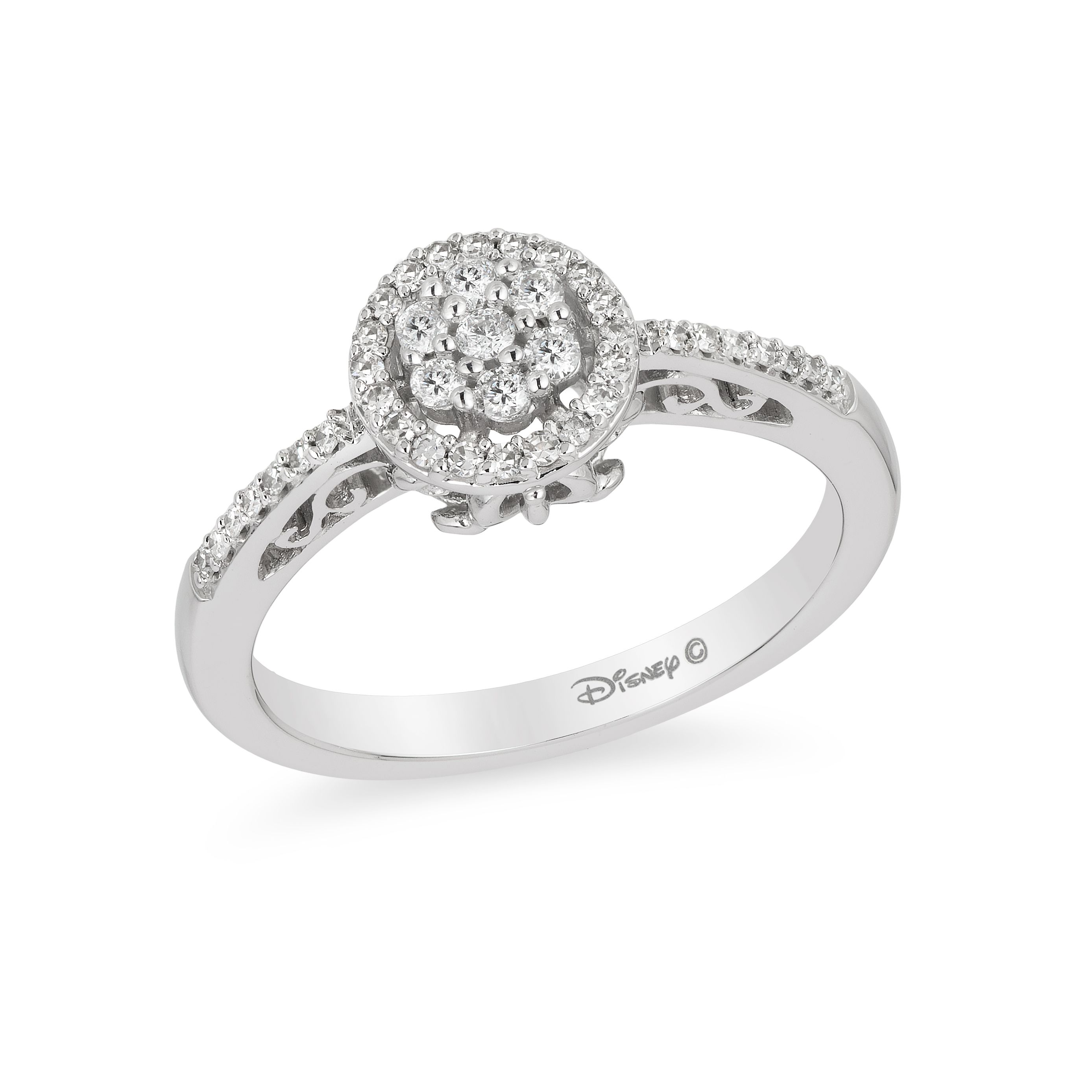 Disney Belle Inspired Diamond Engagement Ring 14K White & Rose Gold 5/8  CTTW | Enchanted Disney Fine Jewelry